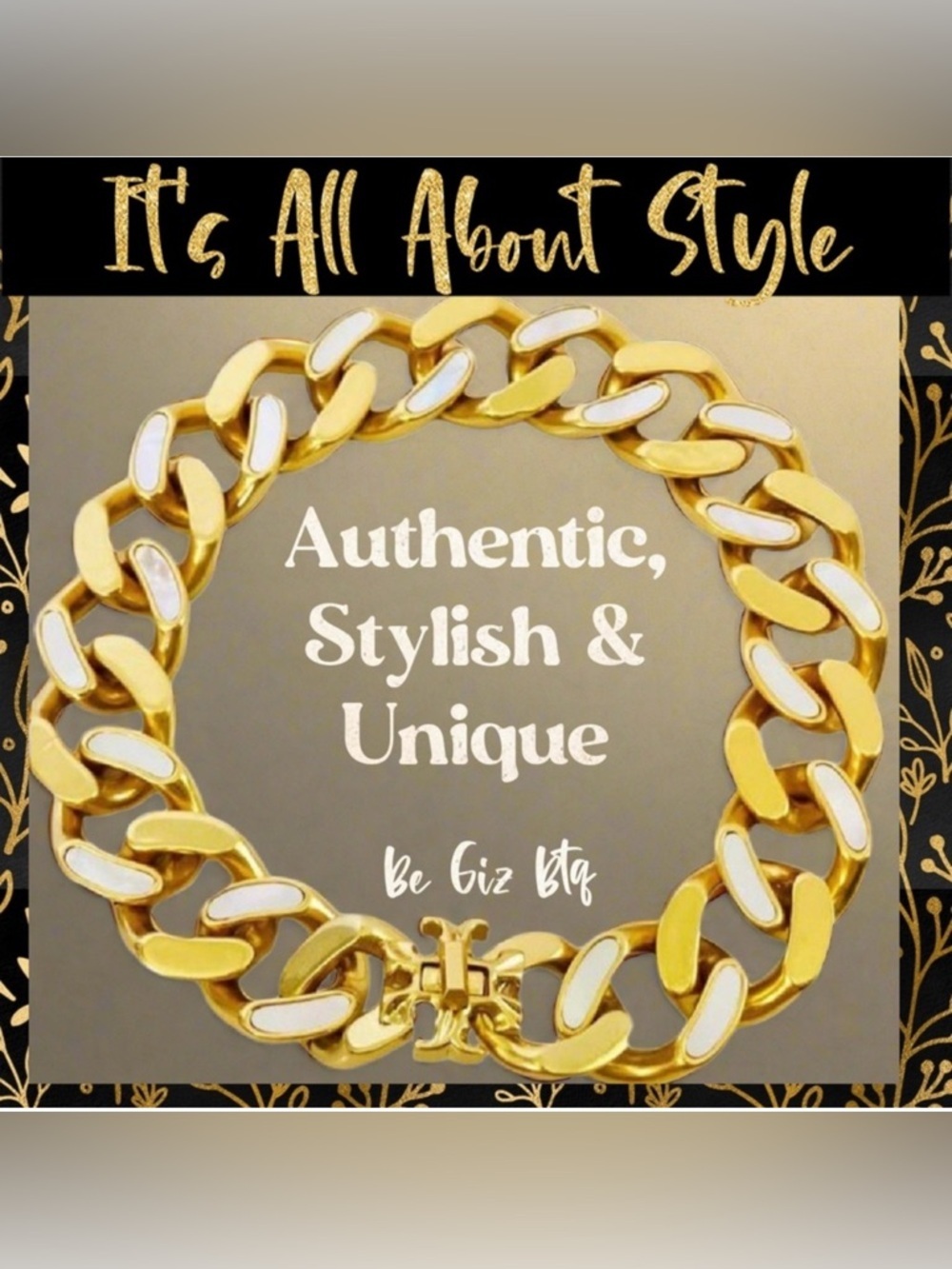 Authentic TORY BURCH Roxanne Inlay Chunky Bold Statement Gold Necklace